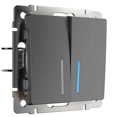 Изображение Выключатель двухклавишный с подсветкой (графит рифленый) W1120104