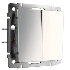 Изображение Выключатель двухклавишный проходной (никель рифленый глянцевый) W1122002