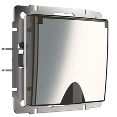 Изображение Розетка влагозащищенная с заземлением с крышкой и шторками (глянцевый никель) W1171202