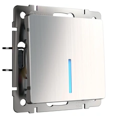 Изображение Выключатель одноклавишный проходной с подсветкой (никель рифленый глянцевый) W1112102